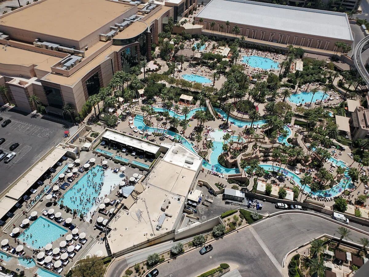 View of MGM Pool & Wet Republic from private balcony